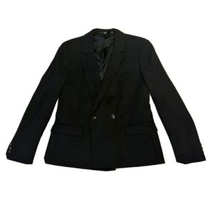 Topshop Black Blazer Womens Small Double Breasted Jacket 6 Button Classic Suit